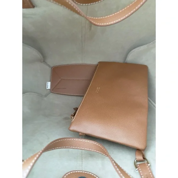 Polène Large Cyme Bag Textured Italian Calfskin Leather Tote w/ Box & Dust Bag - Picture 4 of 14